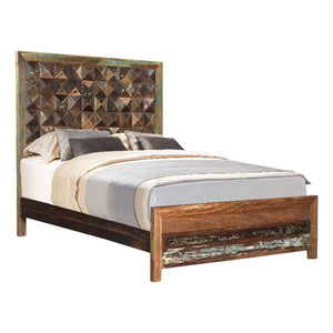 Homeroots Brown Solid Wood Queen Bed Frame  Wood 521075