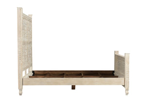 Homeroots White Solid Wood Queen Bed Frame  Wood 521077