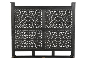 Homeroots Black Distressed Solid Wood Queen Bed Frame  Wood 521078