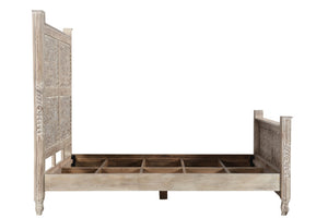 Homeroots Gray Distressed Solid Wood Queen Bed Frame  Wood 521079