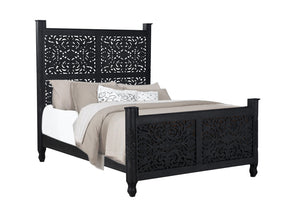 Homeroots Black Distressed Solid Wood Queen Bed Frame  Wood 521080