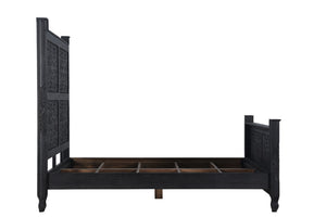 Homeroots Black Distressed Solid Wood Queen Bed Frame  Wood 521080