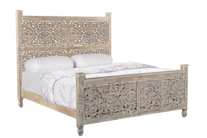 Homeroots Gray Solid Wood King Bed Frame  Wood 521083