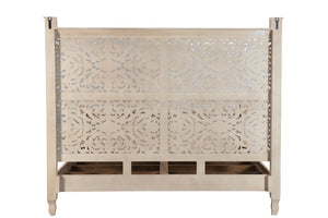 Homeroots Gray Solid Wood King Bed Frame  Wood 521083