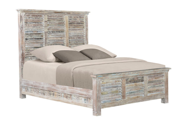 Homeroots White Solid Wood Queen Bed Frame  Wood 521085