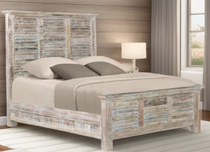 Homeroots White Solid Wood Queen Bed Frame  Wood 521085