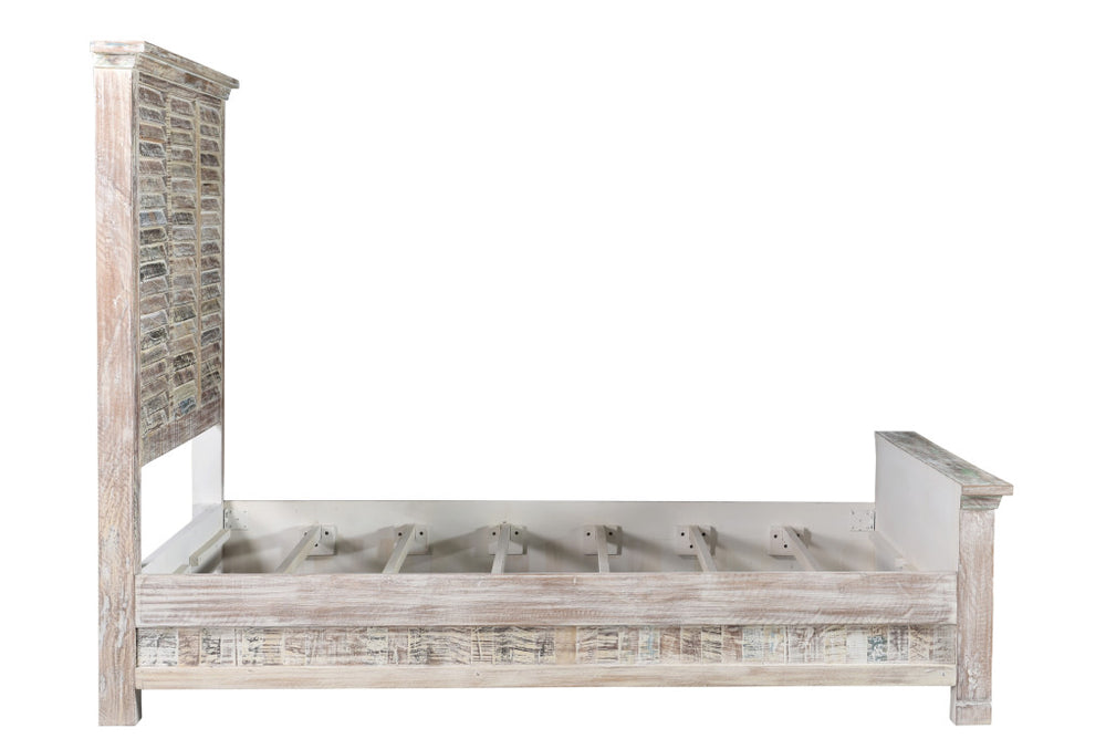 Homeroots White Solid Wood Queen Bed Frame  Wood 521085