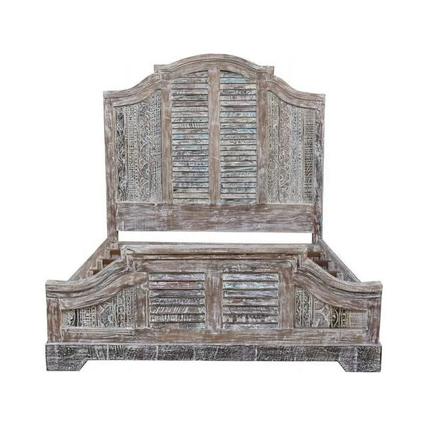 Homeroots Gray Solid Wood Queen Bed Frame  Wood 521086