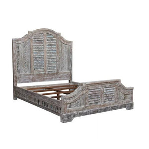 Homeroots Gray Solid Wood Queen Bed Frame  Wood 521086