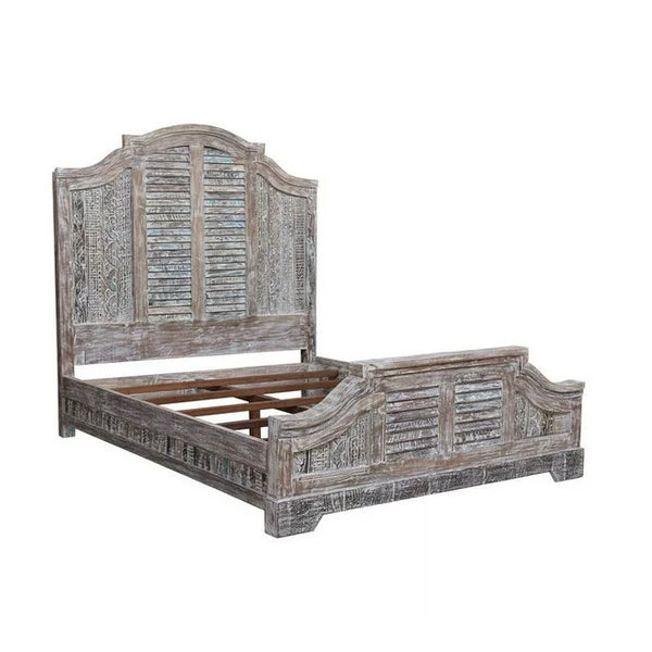 Homeroots Gray Solid Wood Queen Bed Frame  Wood 521086