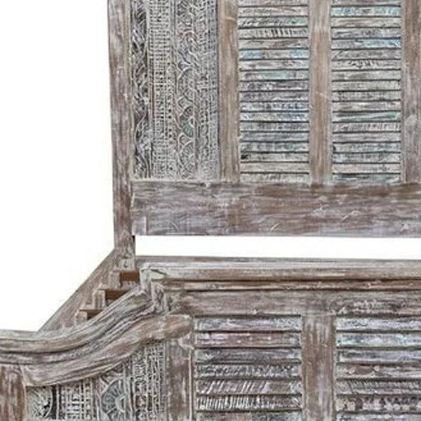 Homeroots Gray Solid Wood Queen Bed Frame  Wood 521086