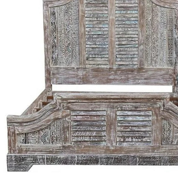 Homeroots Gray Solid Wood Queen Bed Frame  Wood 521086