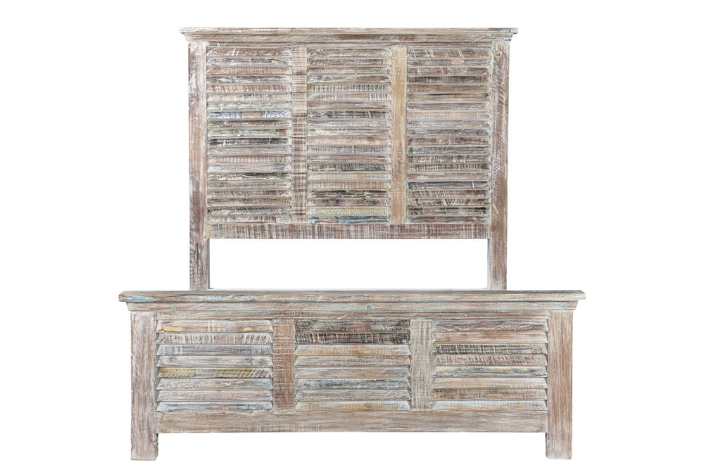 Homeroots Shutter Solid Wood King Gray Bed  Wood 521087