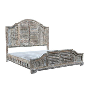 Homeroots White Solid Wood King Bed Frame  Wood 521088