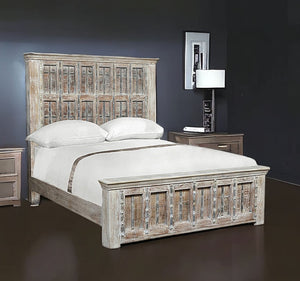Homeroots Gray Solid Wood Queen Bed Frame  Wood 521090