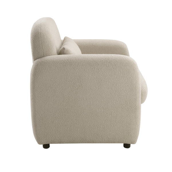 English Elm Contemporary Bouclé Accent Chair with Plywood Frame, Foam over Pocket Coils, Plush Pillow, 300lb Capacity taupe 30 L x 24.5 W x 24.5 H B011P308555