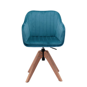 HomeRoots Tufted Teal Velvet Arm Chair – Stylish Swivel Dining Seat with Modern Design & Comfort for Any Space 521185