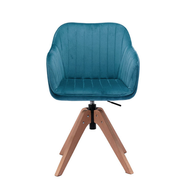 HomeRoots Tufted Teal Velvet Arm Chair – Stylish Swivel Dining Seat with Modern Design & Comfort for Any Space 521185