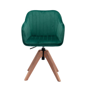 Homeroots Tufted Green And Natural Velvet And Wood Dining Arm Chair  Wood 521186