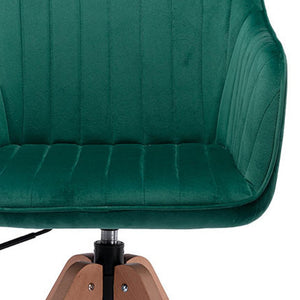 Homeroots Tufted Green And Natural Velvet And Wood Dining Arm Chair  Wood 521186