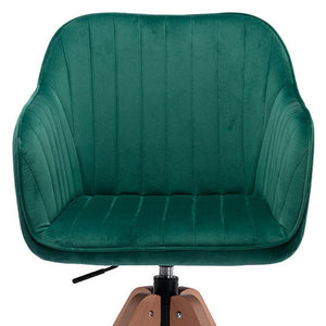 Homeroots Tufted Green And Natural Velvet And Wood Dining Arm Chair  Wood 521186