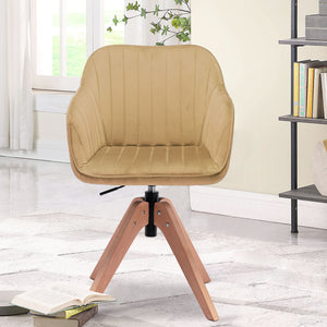 Homeroots Tufted Champagne And Natural Velvet And Wood Dining Arm Chair  Wood 521187