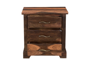 Homeroots 27" Dark Brown Three Drawer Solid Wood Nightstand   521188