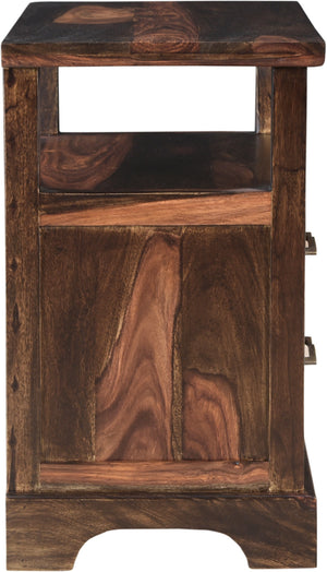 Homeroots 27" Dark Brown Two Drawer Solid Wood Nightstand   521189