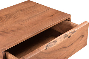 Homeroots 28" Brown Two Drawer Wood And  Metal Nightstand   521190