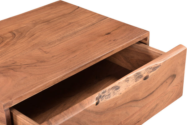 Homeroots 28" Brown Two Drawer Wood And  Metal Nightstand   521190