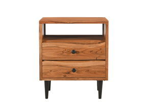 Homeroots 28" Brown Two Drawer Solid Wood Nightstand   521191