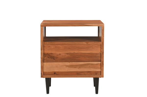 Homeroots 28" Brown Two Drawer Solid Wood Nightstand   521191