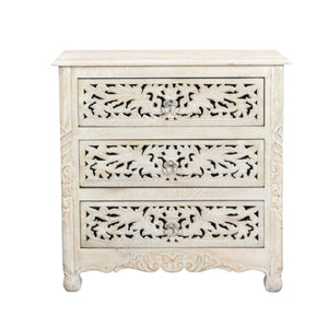 HomeRoots 30" Rustic Solid Wood Nightstand with Three Drawers & Open Shelf - Vintage Charm for Any Room 521193