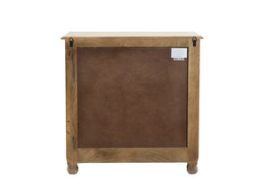 Homeroots 30" Distressed White Three Drawer Floral Carved Solid Wood Nightstand   521193