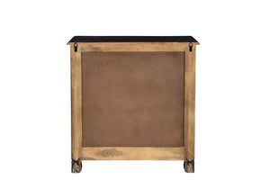 Homeroots 30" Distressed Black Three Drawer Floral Carved Solid Wood Nightstand   521194