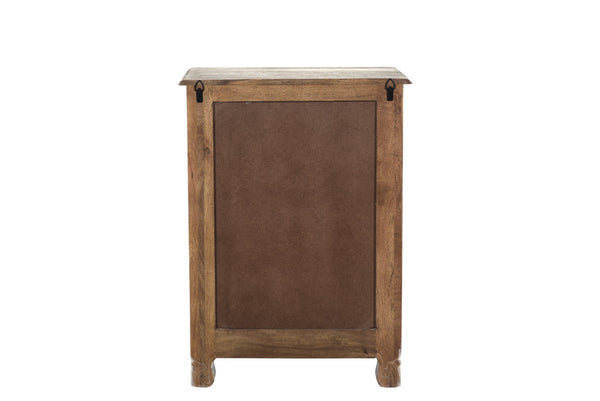 Homeroots 30" Distressed White One Drawer Floral Carved Solid Wood Nightstand   521197