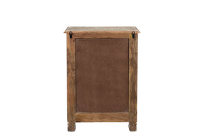 Homeroots 30" Distressed White One Drawer Carved Floral Solid Wood Nightstand   521198