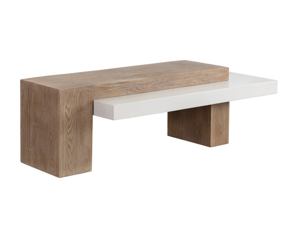 Sunpan Herriot Contemporary Coffee Table with Unique Timber Effect and Striking Concrete Design for Any Space Light Brown / Summer Sand