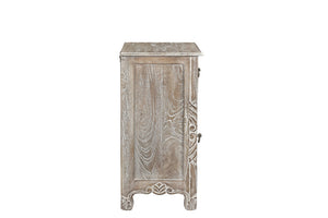 Homeroots 22" Gray One Drawer One Door Floral Carved Nightstand   521202