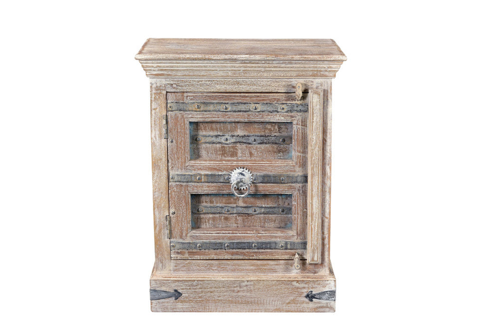 Homeroots 36" Distressed White Solid Wood Nightstand   521209