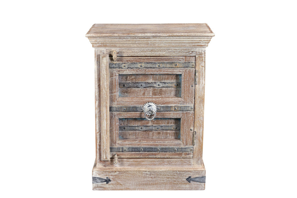 Homeroots 36" Distressed White Solid Wood Nightstand   521210
