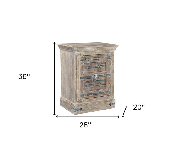 Homeroots 36" Distressed White Solid Wood Nightstand   521210