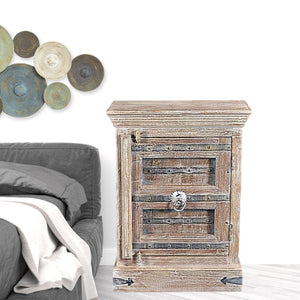 Homeroots 36" Distressed White Solid Wood Nightstand   521210