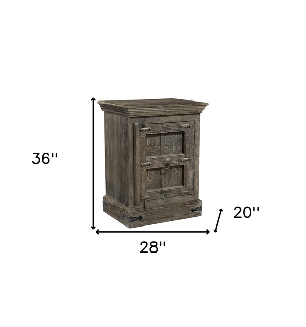 HomeRoots 36" Rustic Solid Wood Nightstand - Vintage Charm with Ample Storage for Bedroom & Living Spaces 521212
