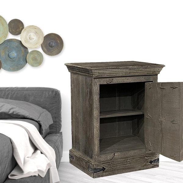 HomeRoots 36" Rustic Solid Wood Nightstand - Vintage Charm with Ample Storage for Bedroom & Living Spaces 521212