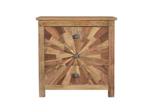 Homeroots 30" Brown Three Drawer Starburst Pattern Solid Wood Nightstand   521215