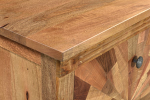 Homeroots 30" Brown Three Drawer Starburst Pattern Solid Wood Nightstand   521215