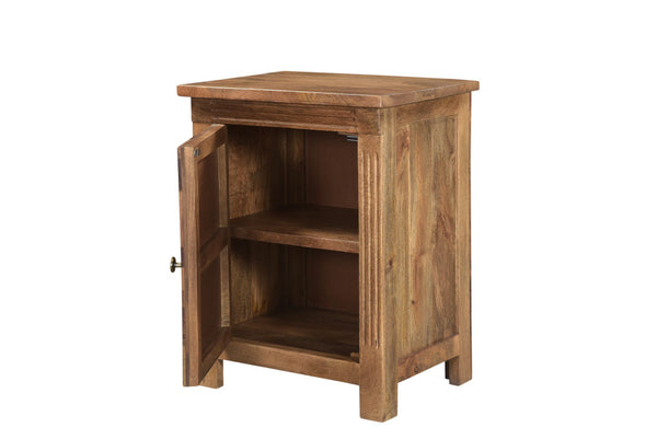 Homeroots 28" Brown Starburst Geometric Solid Wood Nightstand   521217