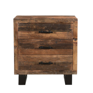 HomeRoots 30" Rustic Dark Brown Solid Wood Nightstand with 3 Drawers, Ample Storage & Vintage Charm 521225