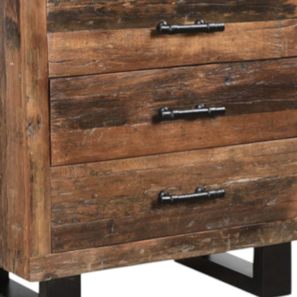 HomeRoots 30" Rustic Dark Brown Solid Wood Nightstand with 3 Drawers, Ample Storage & Vintage Charm 521225